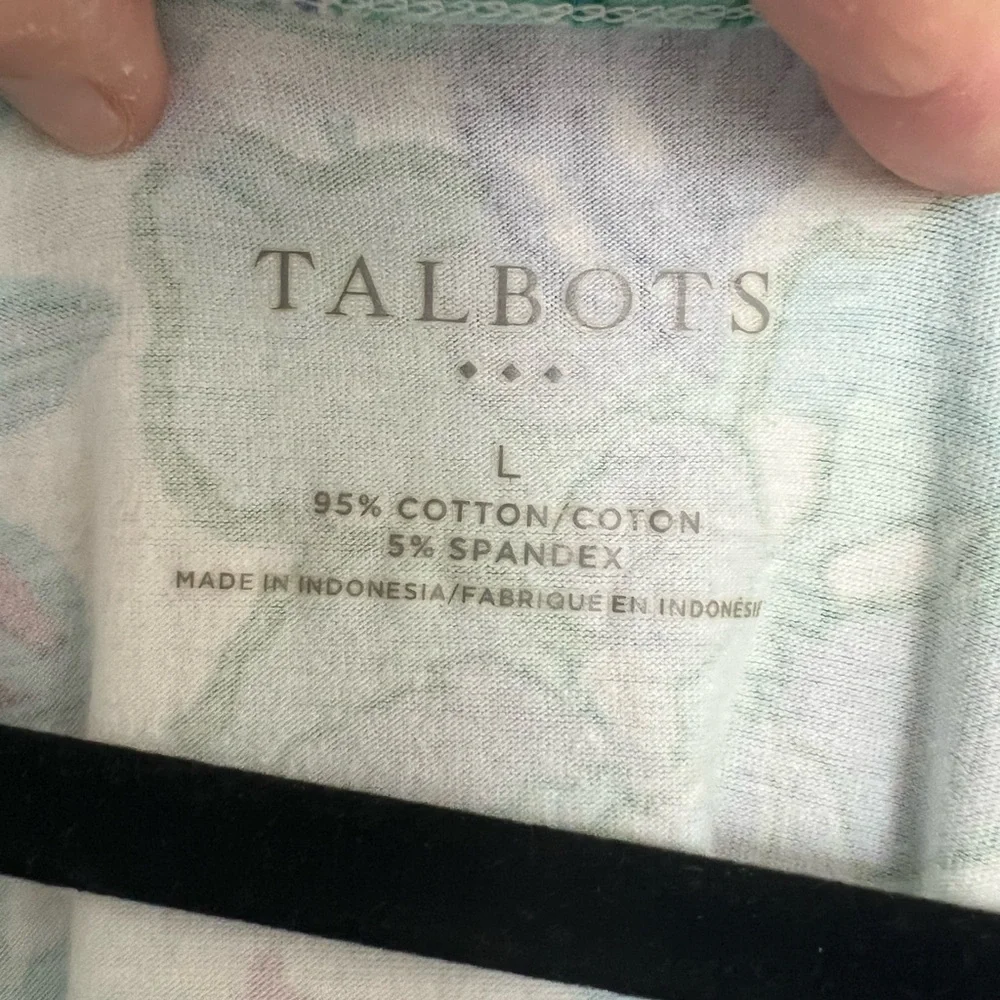 Talbots Floral Stretch Dress Tie Waist Beach Lounge Sports Cotton Pockets sz L - Picture 5 of 8
